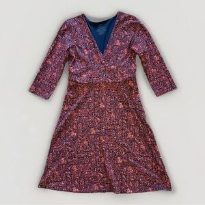 Patagonia Margot Activewear Organic Cotton Dress Sz L Red Floral A Line Travel